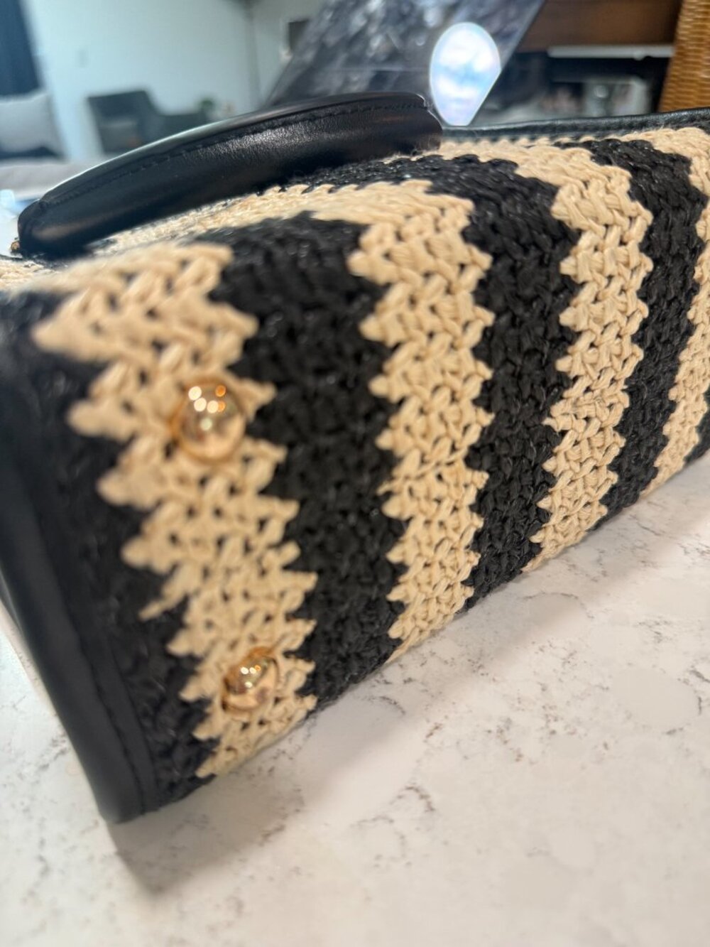 Mia Mini Tote Bag - Black Raffia - Picture 7 of 9
